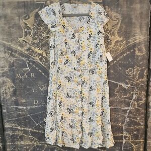 BearPaw Yellow and Blue Square Neck Sundress